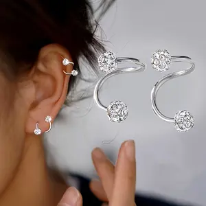 Shiny Ball-shaped Earrings With Spiral S-shaped Columns - Hypoallergenic, Perfect For Holiday Gifts And Holiday Party Jewelry Set