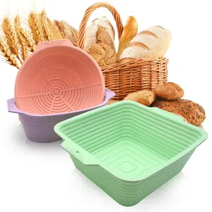 3 Piece Silicone Bread Proofing Basket Set, Foldable Non-Stick Round Dough Protection Bowl Container, BPA Free Baking Supplies Kit