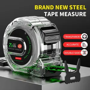 OUDISI Metric System 1-Piece High-Precision Steel Tape Measure Professional Measuring Tool with Fluorescent Green Double-Sided Tape Laser-Etched Markings Waterproof Reinforced Steel Construction