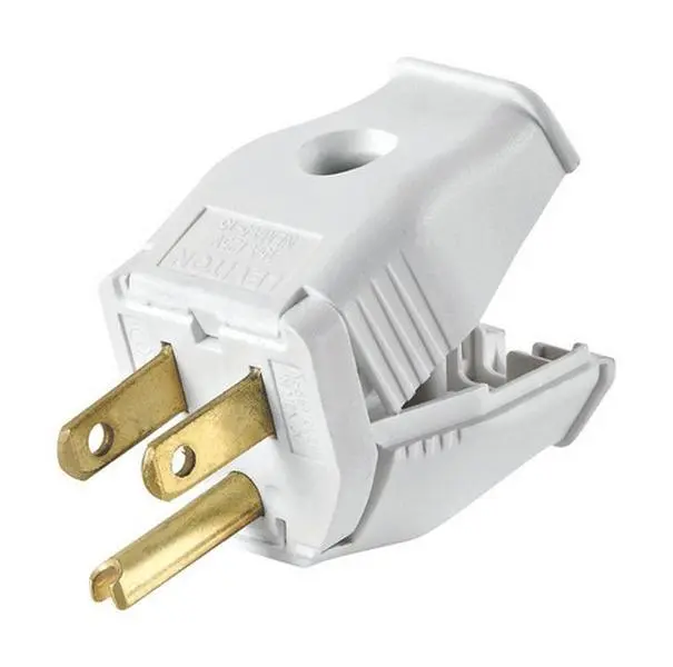 Leviton 3W101-0WH White 2 Pole 3 Wire Grounding Plug