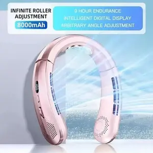 Don Selects USB Hanging Neck Fan Portable Bladeless Mini Rechargeable Mute LED Digital Display Electric Air Cooler Handheld JPNPL