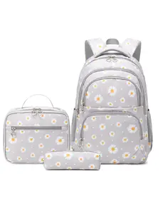 3pcs Set Daisy Prints Backpack for Girls, Student Bookbag Set with Lunch Box and Pencil Bag, Perfect for School Supplies, School Backpacks