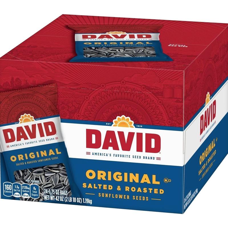 DAVID Sunflower Seeds, Original Flavor, 1.75 oz. (Pack of 24)