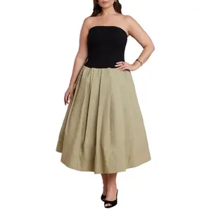 ELOQUII Women's Plus Size Strapless Combo Dress