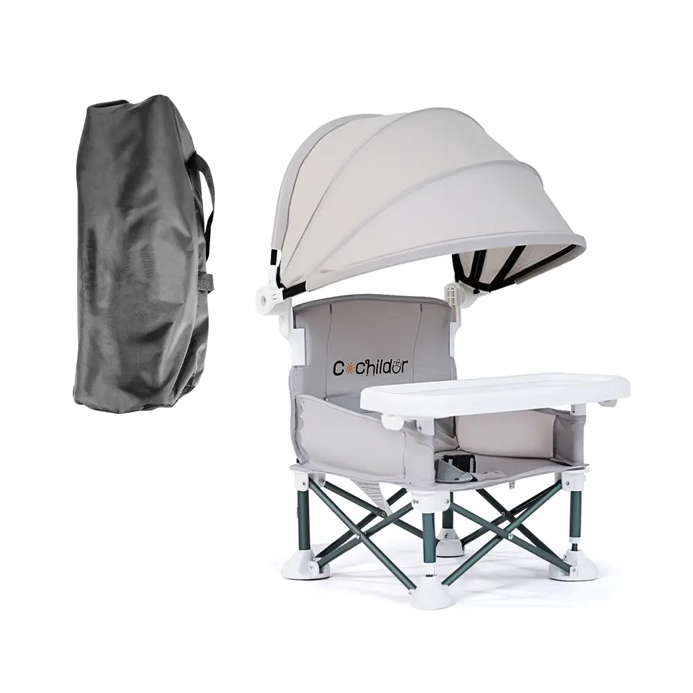 Cochildor Foldable Portable Baby Booster Chair,Travel Seat with Tray for Baby |5-point safety harness,removable tray,Folding Portable Baby Booster Sea