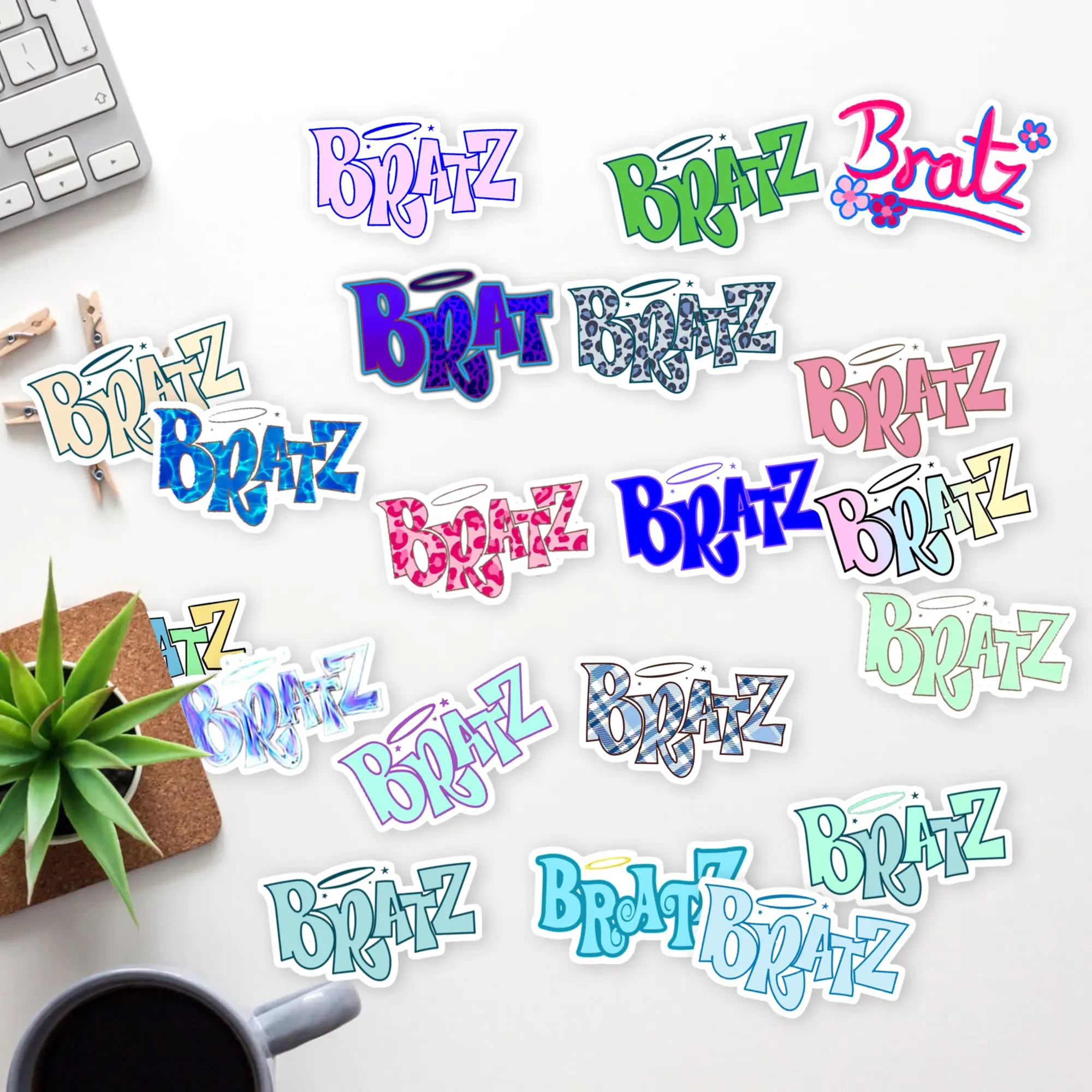 Stickers Pack 20 Pcs Blue Guitar Bike Bratz Aesthetic Bottle Waterproof Logo Water Vinyl Skateboard Luggage Bumper Colorful Car Laptop