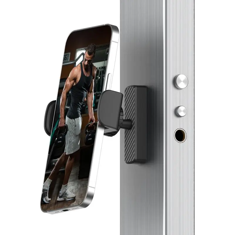 360° Adjustable Magnetic Phone Holder - Strong Portable Magnet Mount, Smartphone/Cellphone Stand & Grip Holder for Gym Workout Recording, Mobile Accessory Compatible with iPhone 16/15/14/13/12 & Android, Ideal Gift for Fitness Enthusiasts, Phone Grip Hold