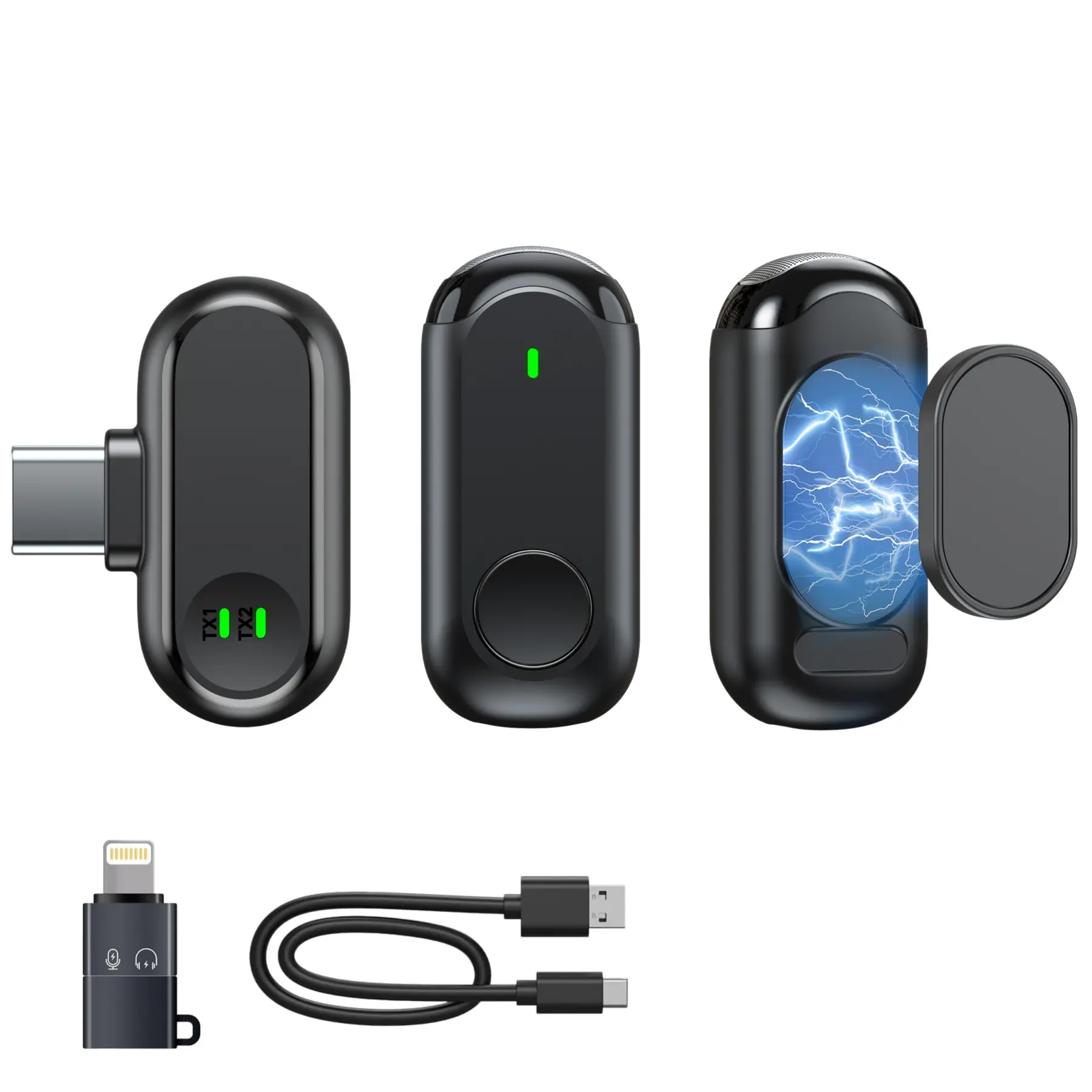 Wireless Mini Lapel Microphone for iPhone & Android - Plug & Play Professional Portable Mic with Noise Reduction, Mute, Reverb for YouTube, TikTok Vlog