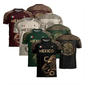 Mexico Aztec Eagle Heritage Soccer Jersey, Fitted Casual Style for All Seasons, Unique Animal and Tribal Design, Classic Throwback Jersey, All-Over Print Soccer Jersey
