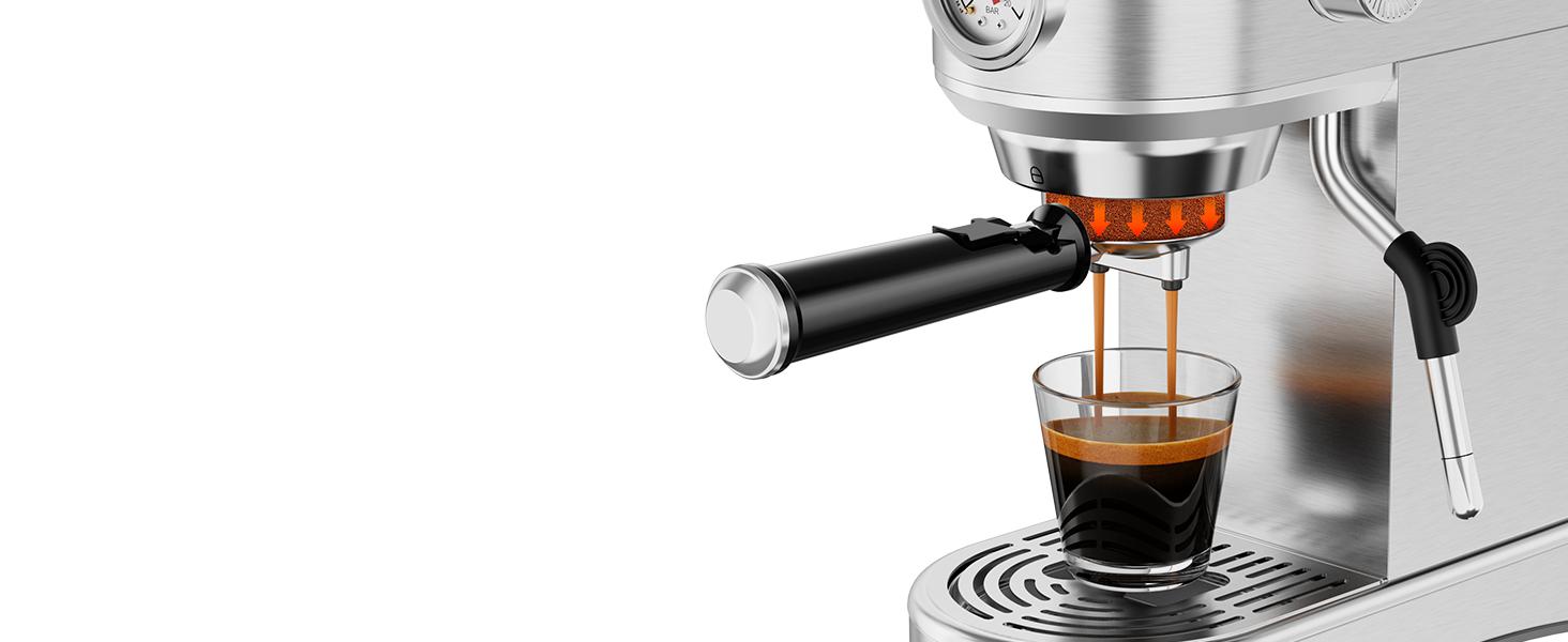 Espresso Machine 20 Bar, Compact Coffee Maker with Stainless Steel Design & Steam Milk Frother, 34oz Removable Water Tank for Lattes & Cappuccinos, Silver Espresso Machine 20 Bar, Compact Coffee Maker with Stainless Steel Design & Steam Milk Frother, 34oz Removable Water Tank for Lattes & Cappuccinos, Silver