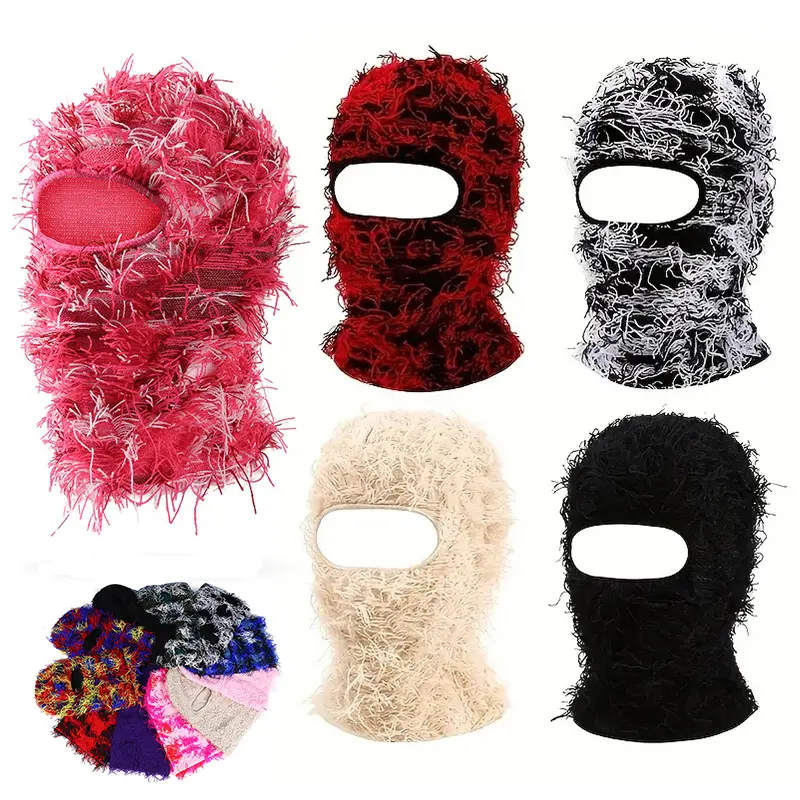 Balaclava Distressed Ski Mask,Knitted Full Face Mask BeanieCap Winter Neck Warmer for Men Women One Size Fits All