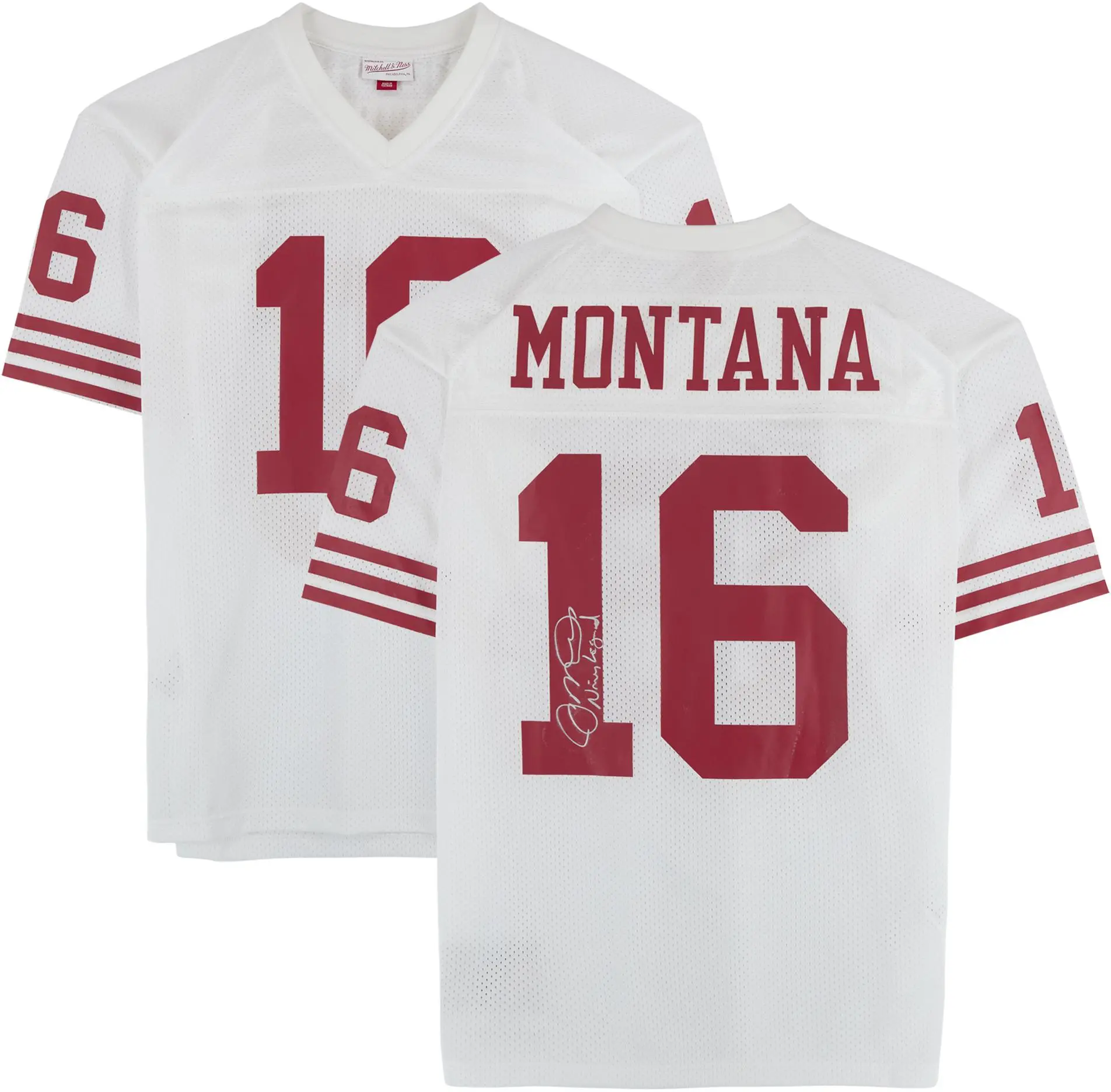 Joe Montana San Francisco 49ers Autographed Mitchell and Ness White Authentic Jersey with "Nine Legend" Inscription - Fanatics Authentic Certified