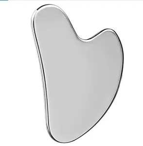 Gua Sha facial tool, stainless steel Gua Sha facial acupuncture therapy tool, facial massager, for jawline sculpting and reducing puffiness (silver)