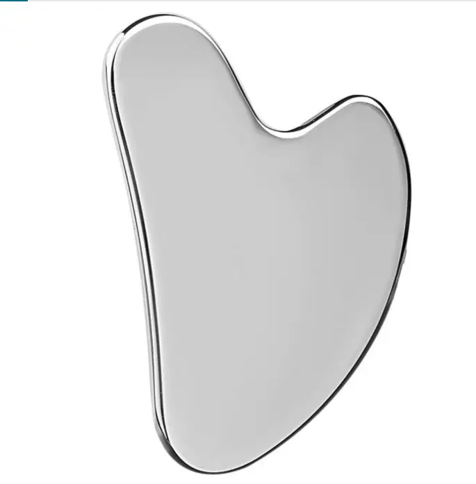 Gua Sha facial tool, stainless steel Gua Sha facial acupuncture therapy tool, facial massager, for jawline sculpting and reducing puffiness (silver)