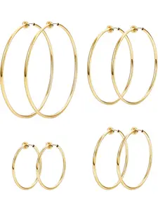 4 Pairs Stainless Steel Clip On Hoop Earrings for Women Fake Hoop Earrings Spring Hoop Earrings For Non-Pierced Ears Hoop Earring Sets
