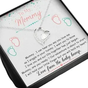 Wife Necklace, Push Present Love From Baby Bump Necklace – Pregnancy Gift For Mom, Mommy From Baby Bump, Necklace Gift Box, Small Jewelry Gift Box, Card Box, Birthday Gift Necklace, Mothers Day Gifts