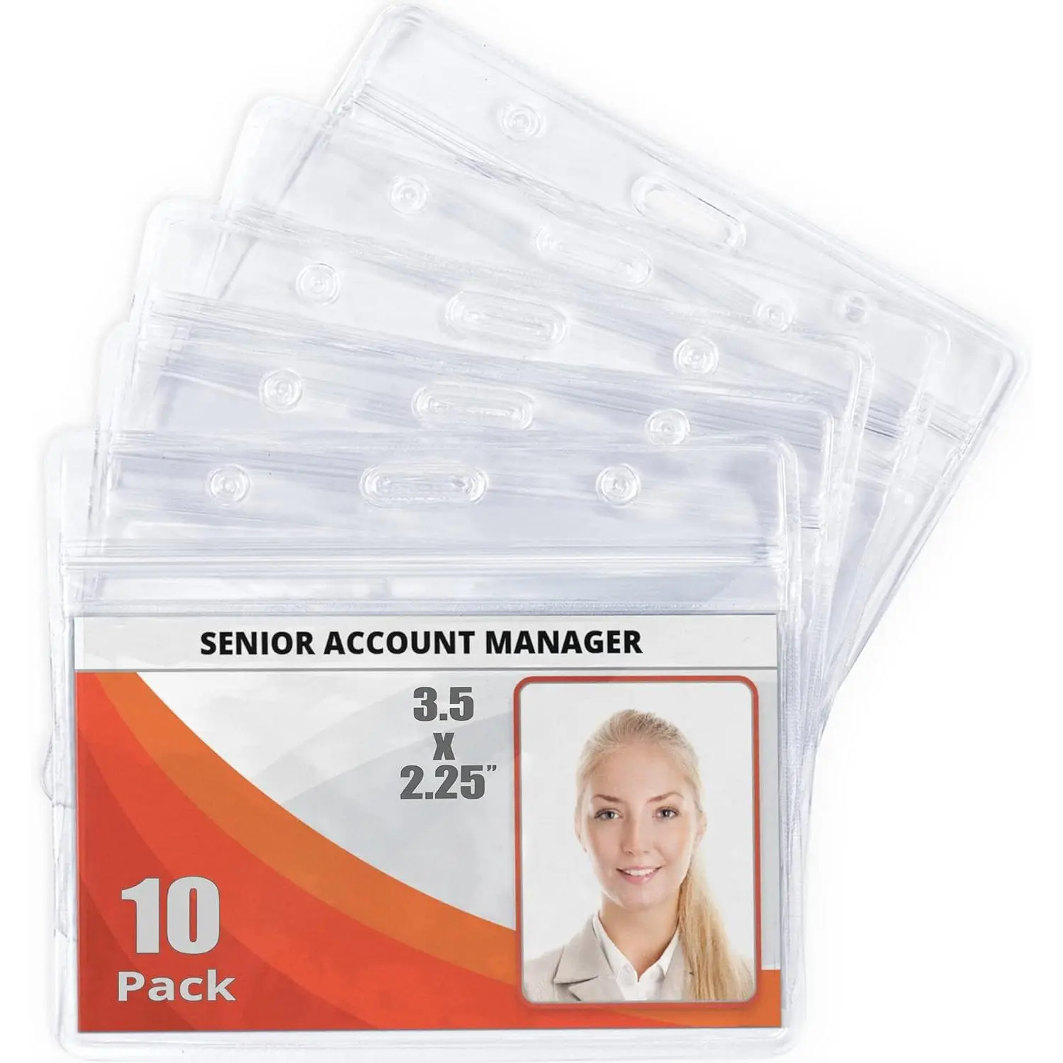 - Horizontal ID Name Badge Holder (Clear, 3.5x2.25 Inches, 10 Pack),  and Resealable Plastic Card Holders
