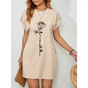 "Effortless fashion," one T-shirt dress is all you need to go out, comfortable and casual for everyday wear. Floral and letter patterns, hidden pockets, T-shirt dress