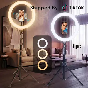 12" Ring Light with Stand, 63.3" Tall with Phone Holder, 3 Color Modes, Adjustable LED Video Light Tripod for Makeup Video Recording Selfie Studio Streaming, Photograph, TikTok#Easter Gift#SummerVibes