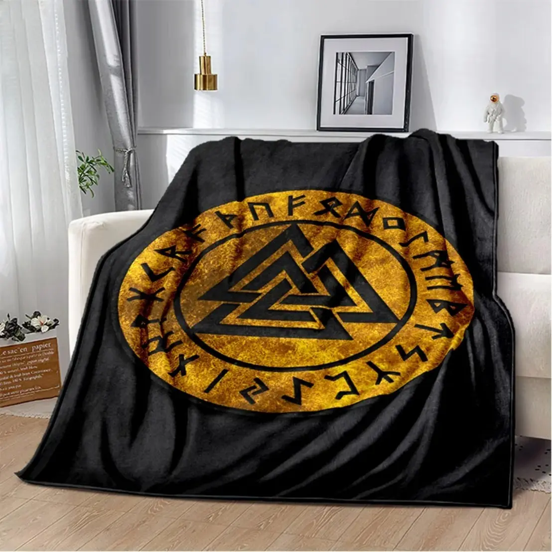 Viking Odin Valhalla Nordic Mythology Symbols Blanket,Soft Throw Blanket for Home Bedroom Bed Sofa Picnic Office Travel Cover
