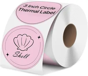 3 Inch Circle Thermal Sticker Labels, Self-Adhesive Round Direct Thermal Label, Multi-Purpose Roll Thermal Stickers, 500 Labels,