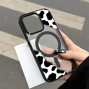 Creative Cow Pattern Clear Magnetic Phone Case , MagSafe Silicone Bumper Protective Cover For iPhone X XSMAX 11 12 13 14 15 16 17 Pro Max Plus Air Trendy