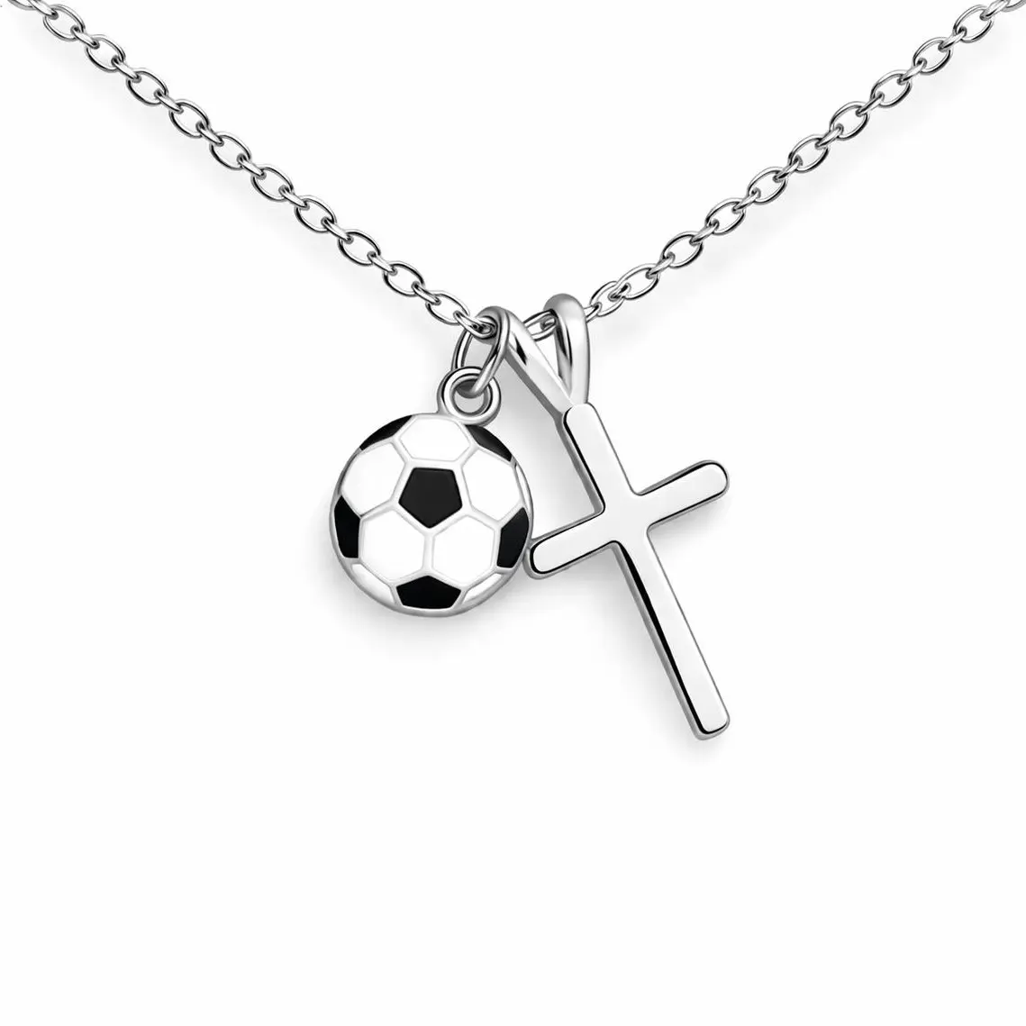 Soccer Necklace for Son - Faith Cross Sports Reminder Gift from Mom, Faithful Passionate Accessory for Young Athletes