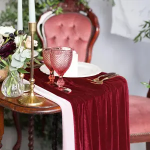 1piece 100% premium Velvet Table Runner 10ft Extra Long,Burgundy Luxury Table Runner 20x120 inch for Christmas Halloween Wedding New Year Party Table Decorations