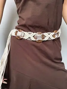 Women's Braided Waist Belt, New Design Ethnic Style Wide Rope, Boho Style Belt, Perfect for Daily Wear, Unique Fashion Accessory for Dresses