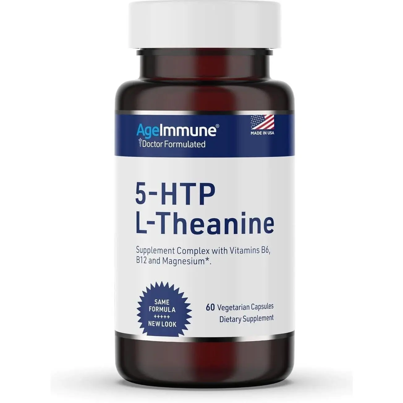 5-HTP Formula for Stress Relief and relaxation support for Teens and Adults with 5-HTP, L-Theanine, Vitamin B6, Vitamin B12, Magnesium - Doctor Formulated - Magnesium Stearate Free - 60 capsules.