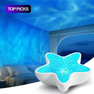 Sea Star Sky Projection Lamp, 7 Color Wave Atmosphere Light, 360° Rotating Starry Ceiling, Trendy Room Decor, Romantic Gift for Girlfriend Kids Friends