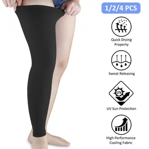 Compression Leg Sleeve Full Length Anti-Slip Leg Sleeves Sports Cycling for Men Women, Running, Basketball