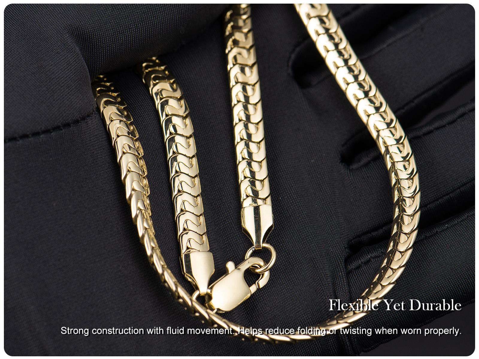 Holylegend 14K Real Gold Plated Snake Chain Necklace for Men, Flat Chain Design, Smooth Finish, Classic Minimal Style, Gift Ready