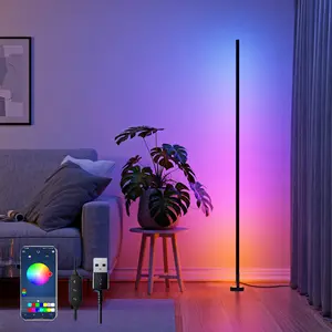 Smart RGB LED Floor Lamp with Music Sync APP, USB Powered Modern Standing Light Design Adjustable RGB Lighting for Living Room Bedroom Game Room Lighting RGB Ambient Atmosphere Lighting