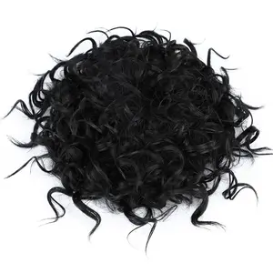 ZiHan Messy Bun Hair Piece Loose Wave Curly Hair Buns Elastic Drawstring Synthetic Extensions for Women Daily Use Natural Black European American Style
