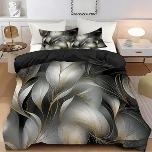 2/3 Pcs Abstract Floral Pattern Quilt Cover Set,Soft,Breathable 100% Polyester Fiber,High-Definition Digital Printing,Suitable For All Seasons!Perfect Gift,Suitable For Family,Machine Washable,Duvet Cover Sets(1 Duvet Cover+1/2 Pillowcase,No Filling)
