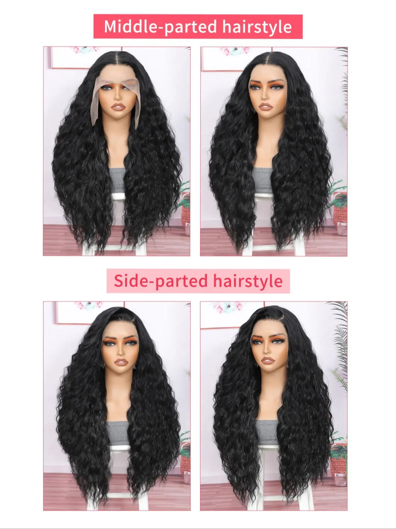 26 Inch Burgundy Water Wave Lace Front Wigs for Women  display picture 2