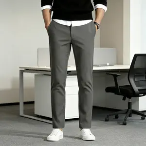 GINGTTO Men's Slim Fit Chino Dress Pants Stretch Wrinkle Free Business Casual Trousers Flat Front Ankle Slacks for Office Daily Wear