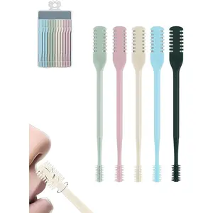 12 Pcs 2-in-1 Nasal Hair Cutter, Upgrade Double Sided Nose Hair Knife, 360° Nostril Hair Remover Tool, Nose Hair Trimmer for Men, Nasal Hair Cutter for Men Women, Soft Cleaning Brush (Multicolor), Double-Head Skin-Safe Facial Hair Removal Tool