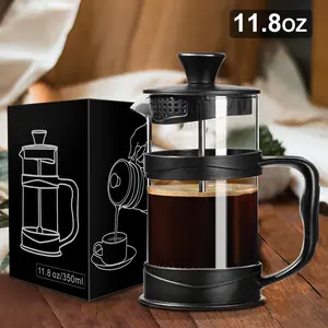 French Press Coffee Maker 1L Borosilicate Glass & Steel, Portable Cold Drip Design Coffee Brewer, Ideal for Home Travel Camping