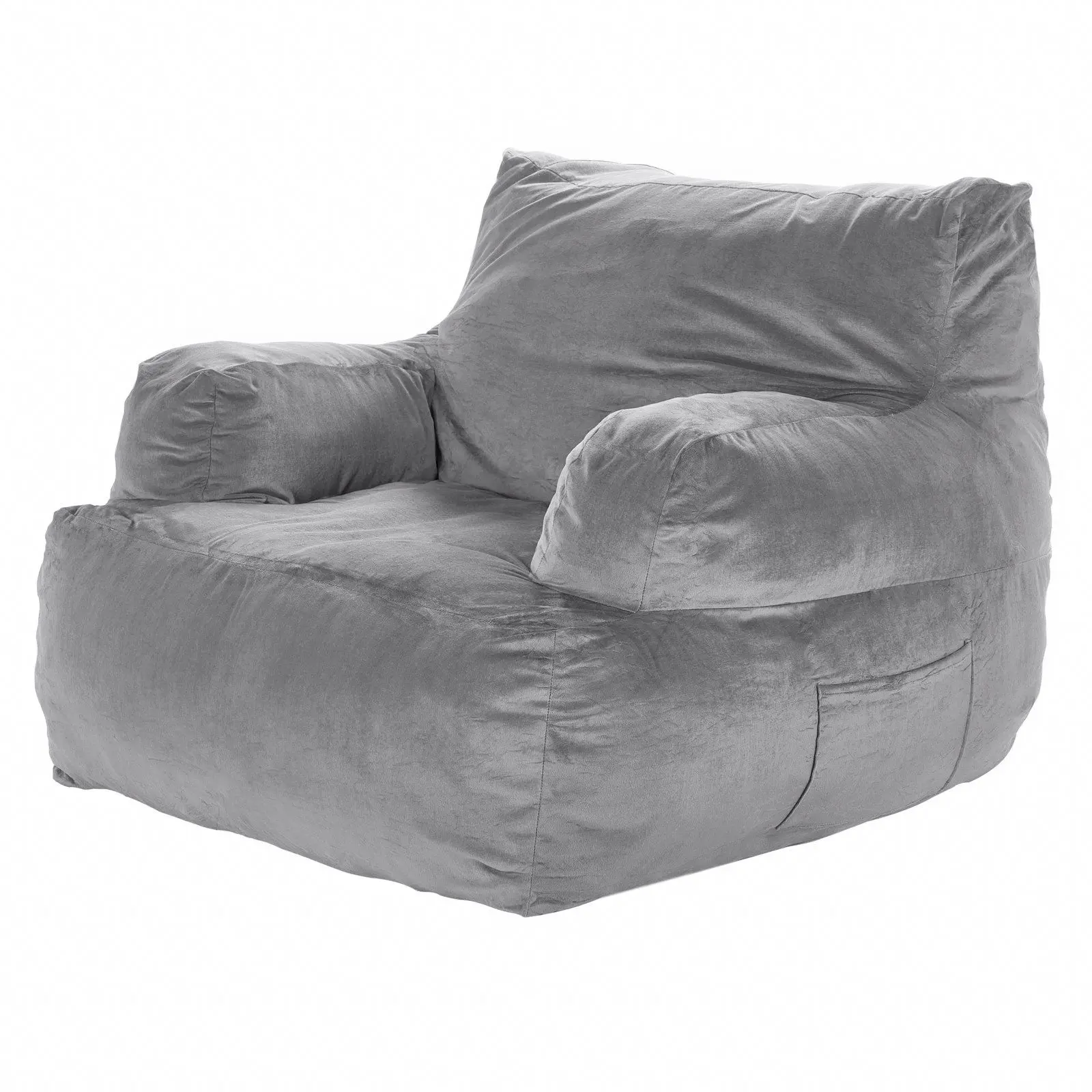 VEVOR Bean Bag Chair, BeanBag Sofa Chair with Armrests for Adults, Fluffy Plush & High-Density Foam Filling Adult Bean Bag with Zapper, Comfy Lazy Sofa Chair Ideal for Living Room, Bedroom, Grey
