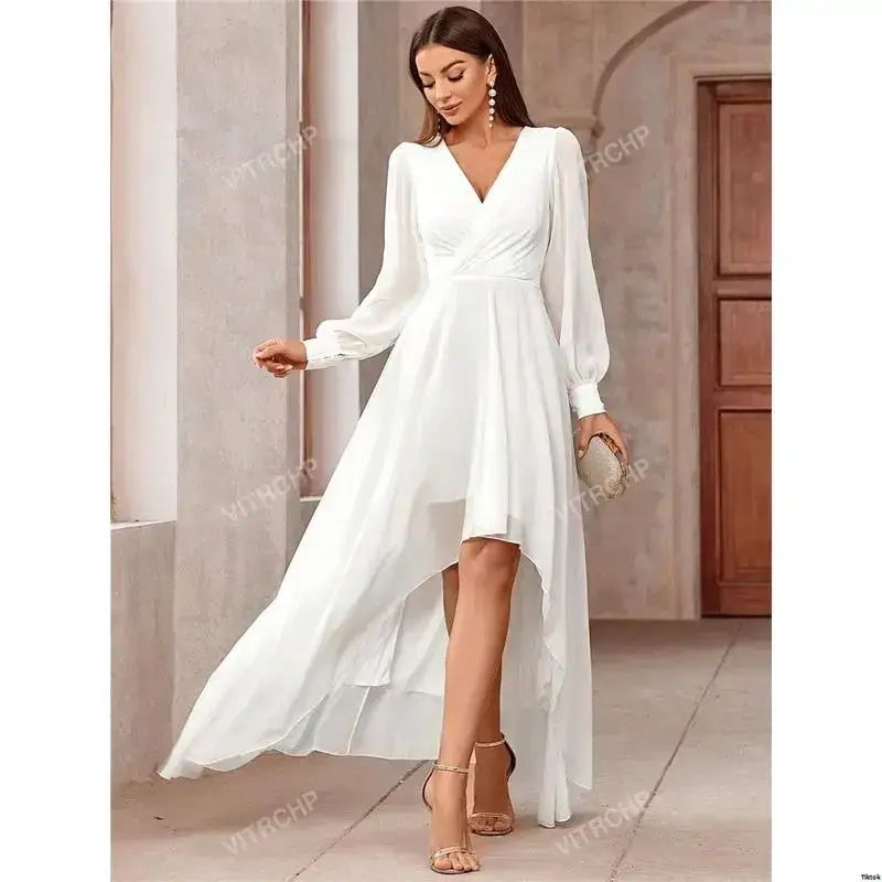 knee length dresses for ladies Mermaid Asymmetrical High Split One Shoulder Floor-length Long Sleeve