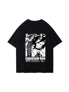 2026 Retro Pattern T-shirt Harajuku Y2k Top Japanese Anime Chain Saw Men's Rise Printed T-shirt Men's T-shirt Fashion Women's Clothing