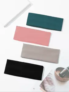 4pcs Sporty Knitted Headbands, Elastic Yoga Running Hair Bands, Street Style Casual Fashion Accessories for All Seasons, Sports Headband