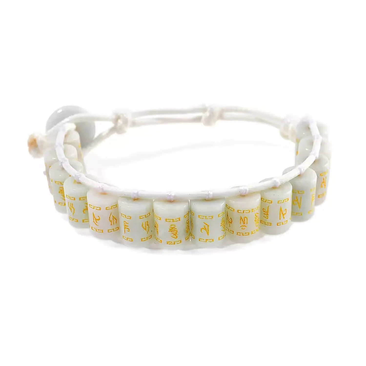 Natural Jade 215.00 ctw Fengshui Prayer Wheel Cord Bracelet (6.0-9.0In)