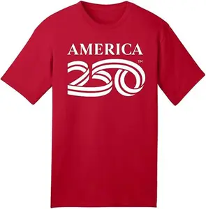 250 Anniversary USA Shirt, America250 Official Classic Logo Cotton Tee 5.4oz, 4th of July Merchandise