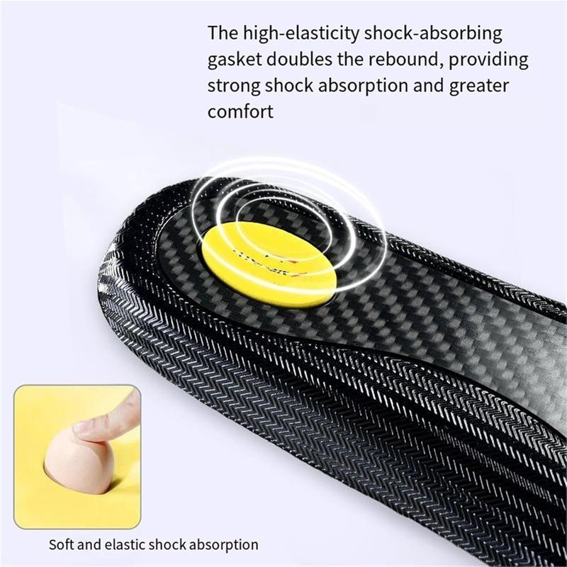 Big Size Carbon Plate Arch Support Insole for Sports Shoes Anti Slip Low Arch Support High Elasticity Shock Absorption Anti Torsion Ergonomic Comfort for Work Boots and Various Shoes