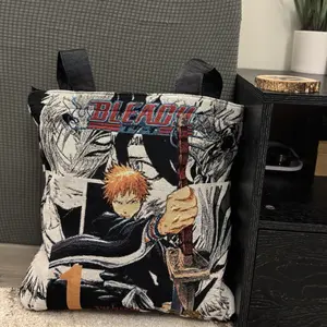 Anime Woven Tapestry Tote Bag 15x15 Handwoven with Inside Pocket & Laces Closure One Compartment Zipper