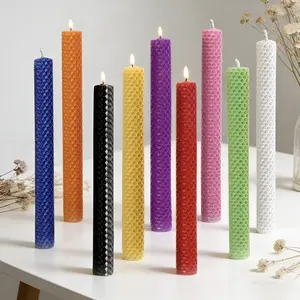 Set of 18/27 colored beeswax sticks, 20x1.5cm hand-rolled honeycomb pattern candles, suitable for home decoration, family dinners, weddings and birthday parties, gifts, Valentine's Day, Christmas, and other holidays,  mirabel candle holder decor