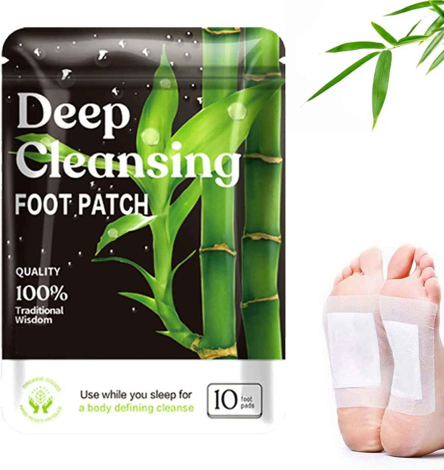 Deep Cleansing Foot Pads for Better Sleep, Natural Bamboo Foot Patch | Relieve Stress, Improve Sleep and Relaxation